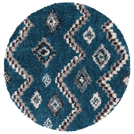 Safavieh 6 ft. 7 in. x 6 ft. 7 in. Morocco Power Loomed Round Area Rug; Blue & Grey MRC987M-7R